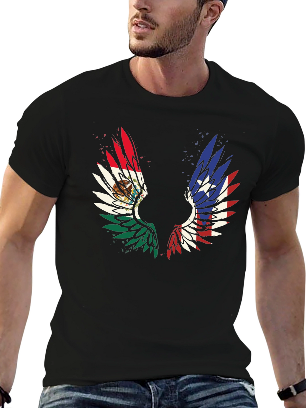 Mexico-Texas Wings Graphic T-Shirt
