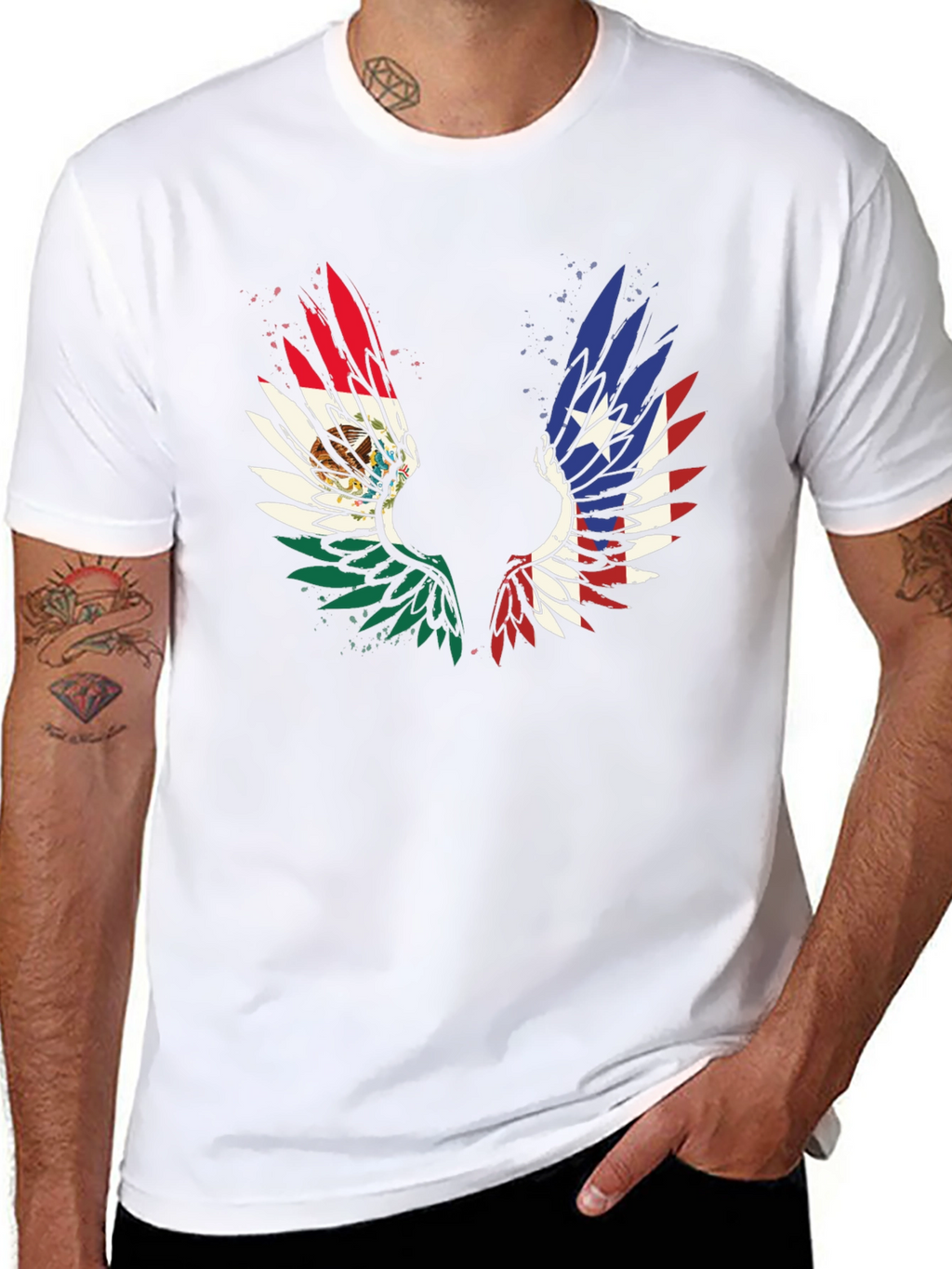 Mexico-Texas Wings Graphic T-Shirt