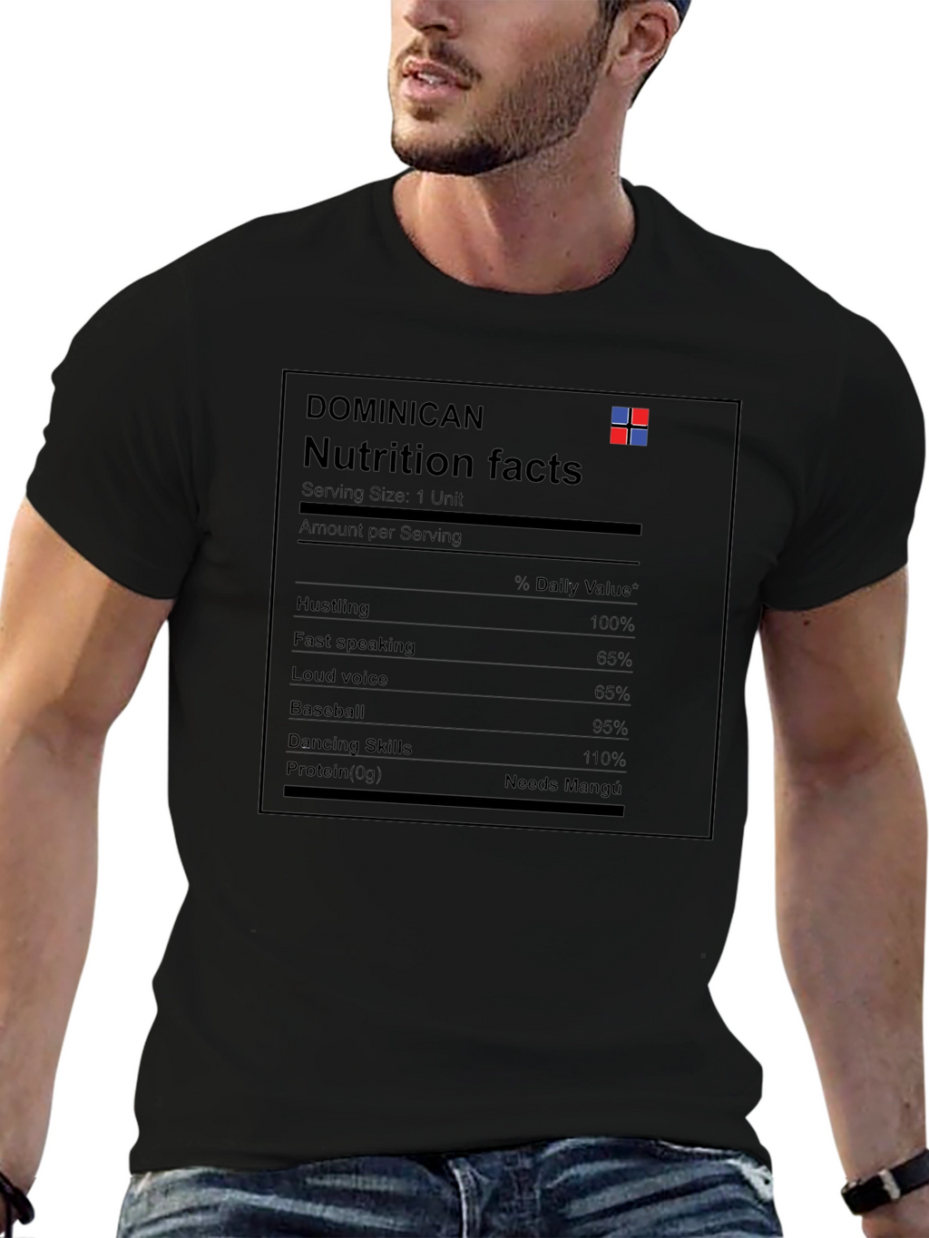 Dominican Nutrition Facts Graphic T-Shirt