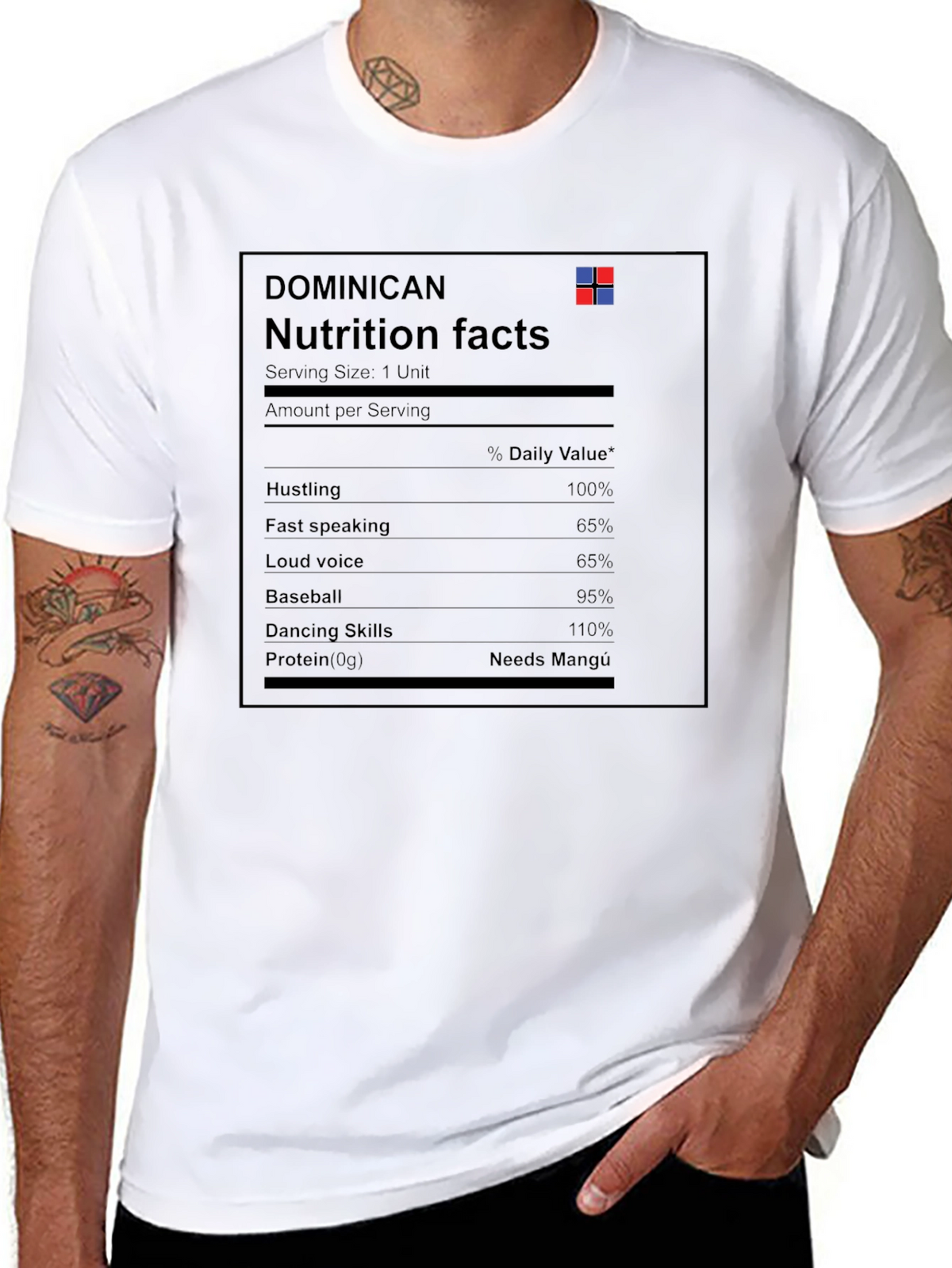 Dominican Nutrition Facts Graphic T-Shirt