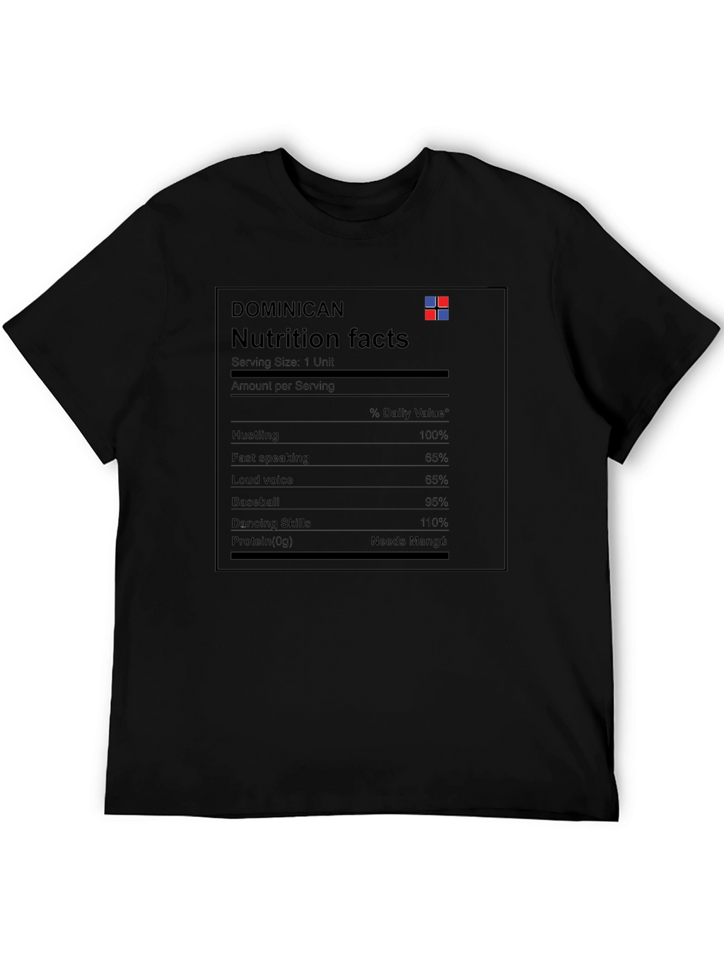 Dominican Nutrition Facts Graphic T-Shirt