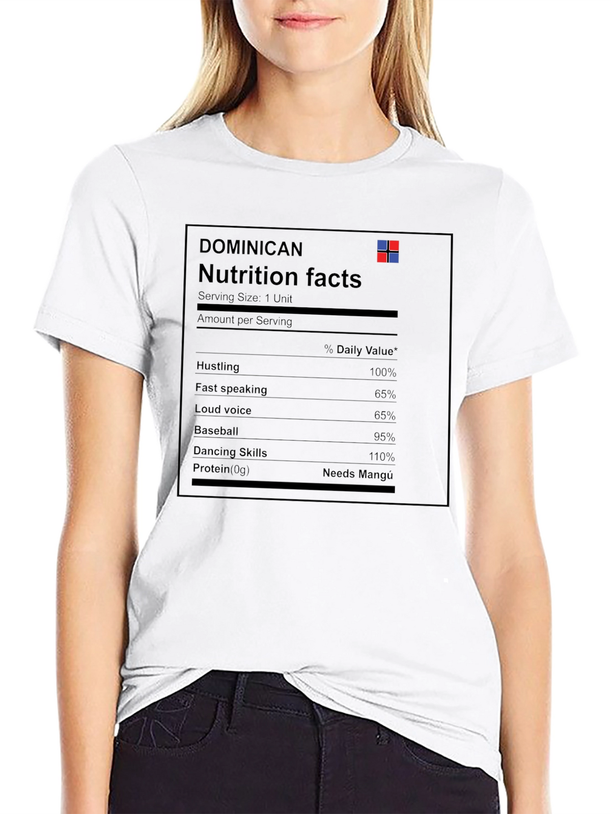 Dominican Nutrition Facts Graphic T-Shirt