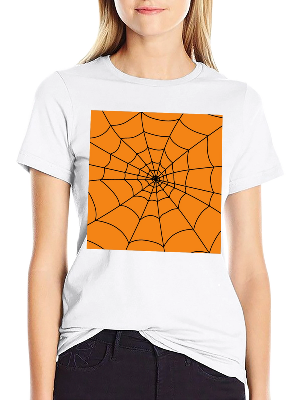 Halloween Spider Web Graphic Tee - Black