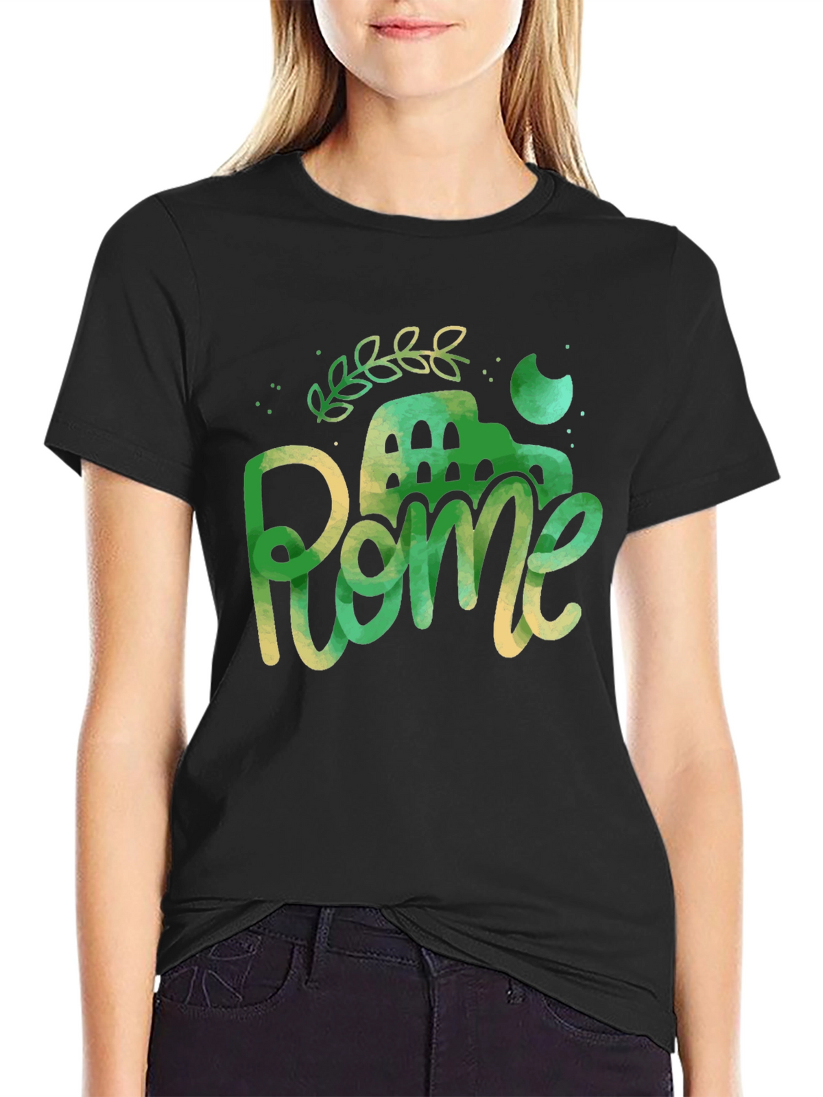 Rome Italy Black Graphic Tee