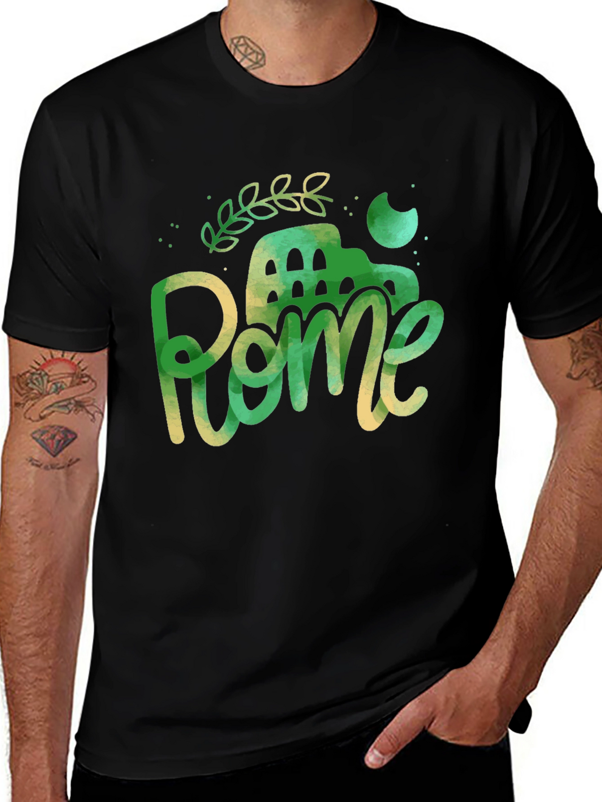 Rome Italy Black Graphic Tee