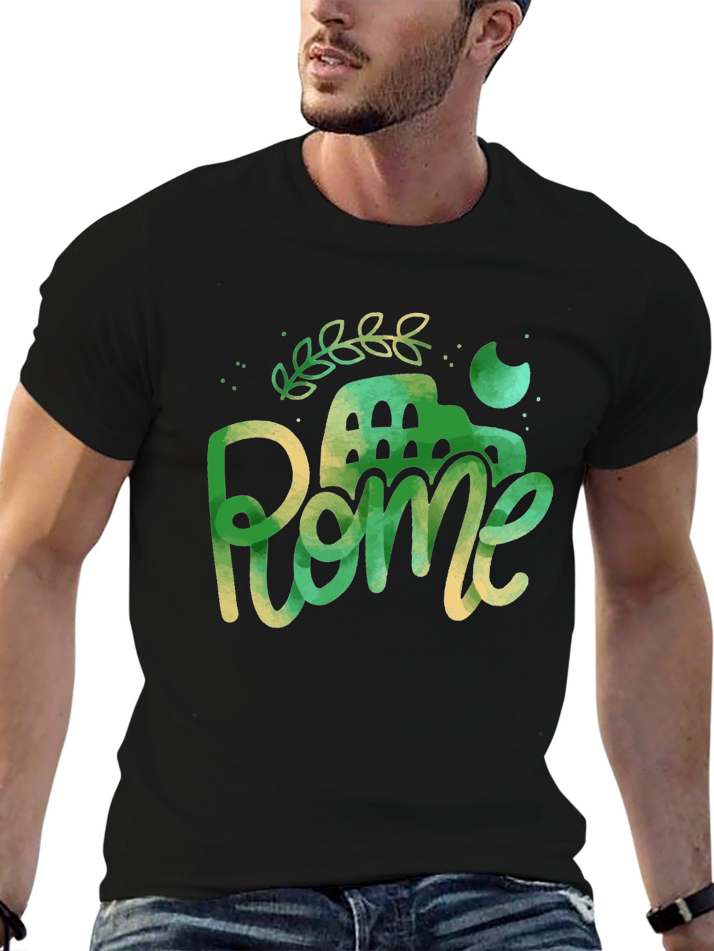 Rome Italy Black Graphic Tee