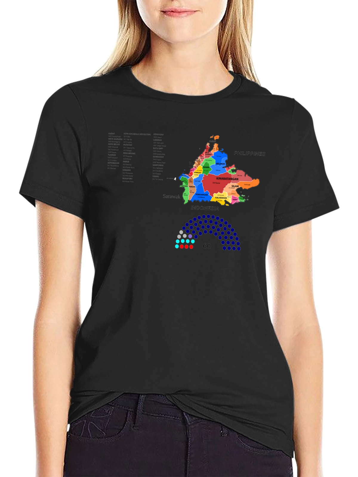 Sabah Map T-Shirt - Borneo Malaysia Design