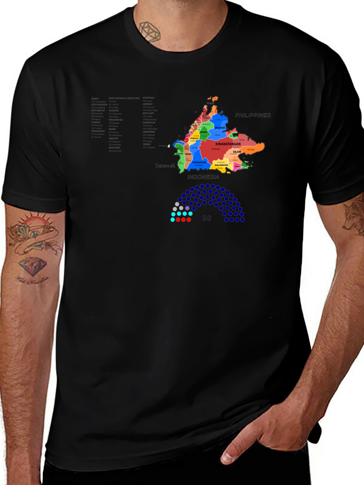 Sabah Map T-Shirt - Borneo Malaysia Design