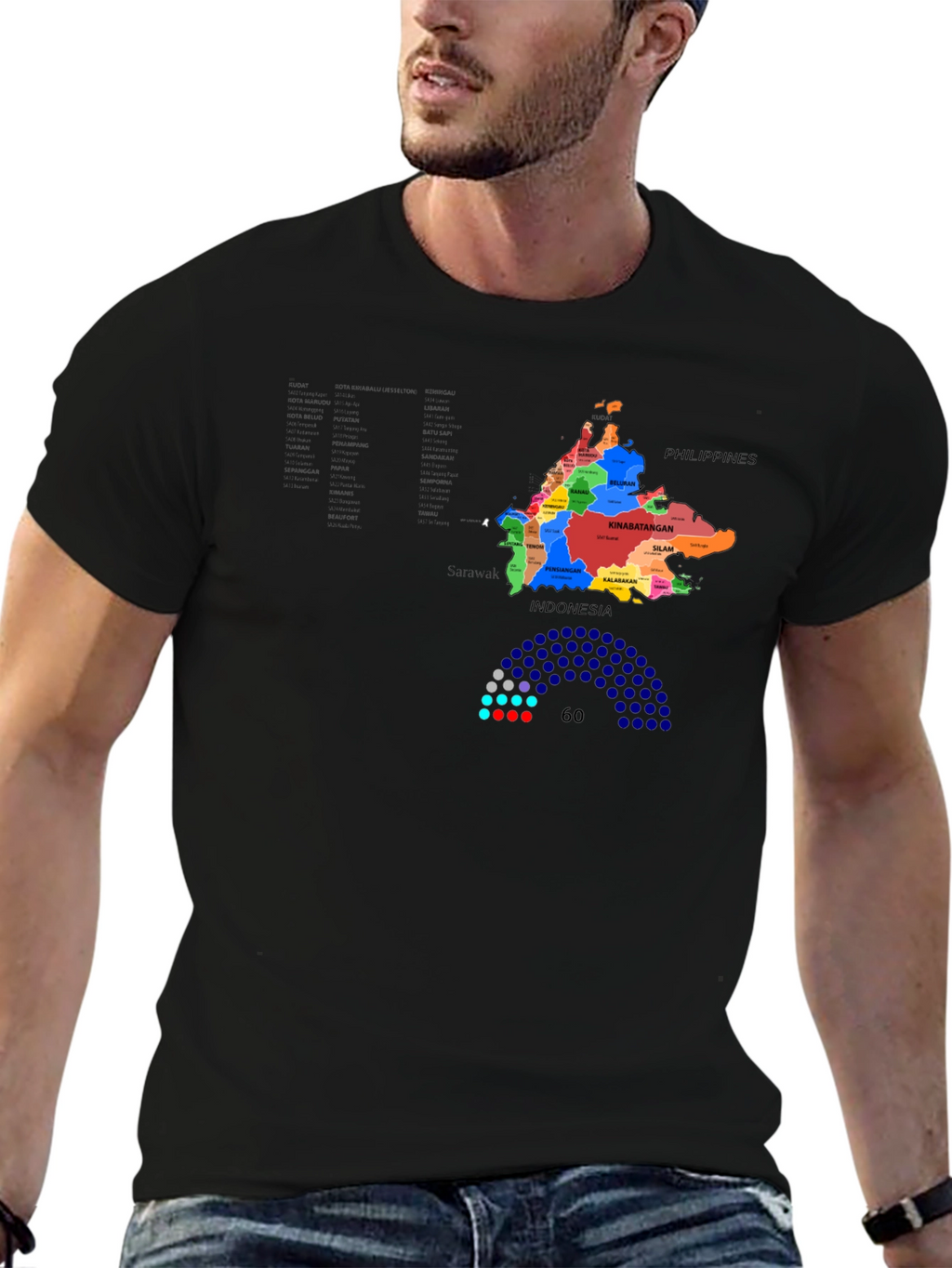 Sabah Map T-Shirt - Borneo Malaysia Design