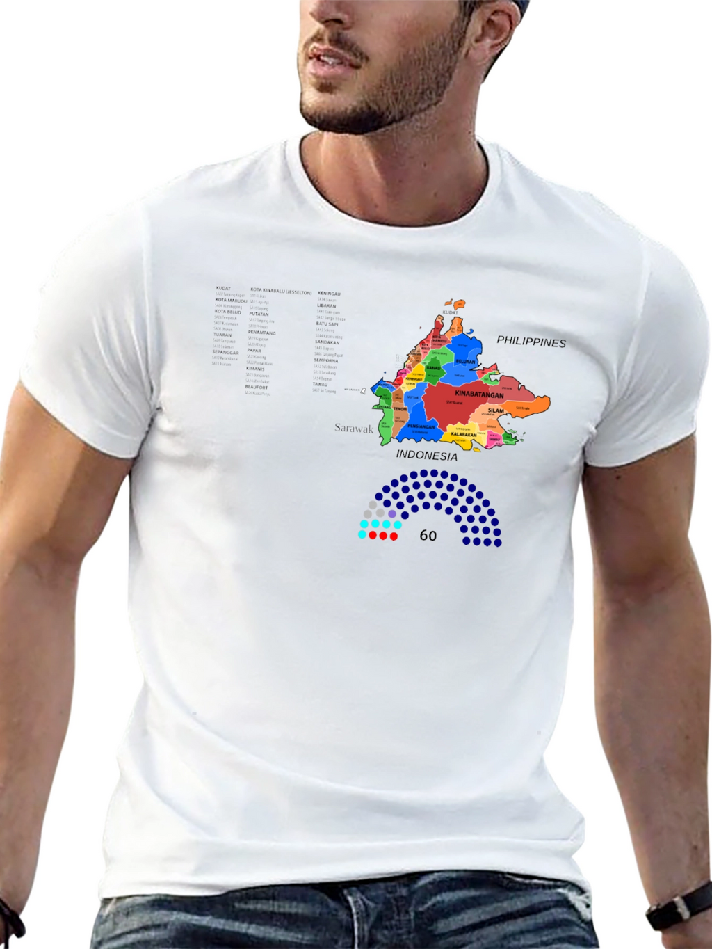 Sabah Map T-Shirt - Borneo Malaysia Design