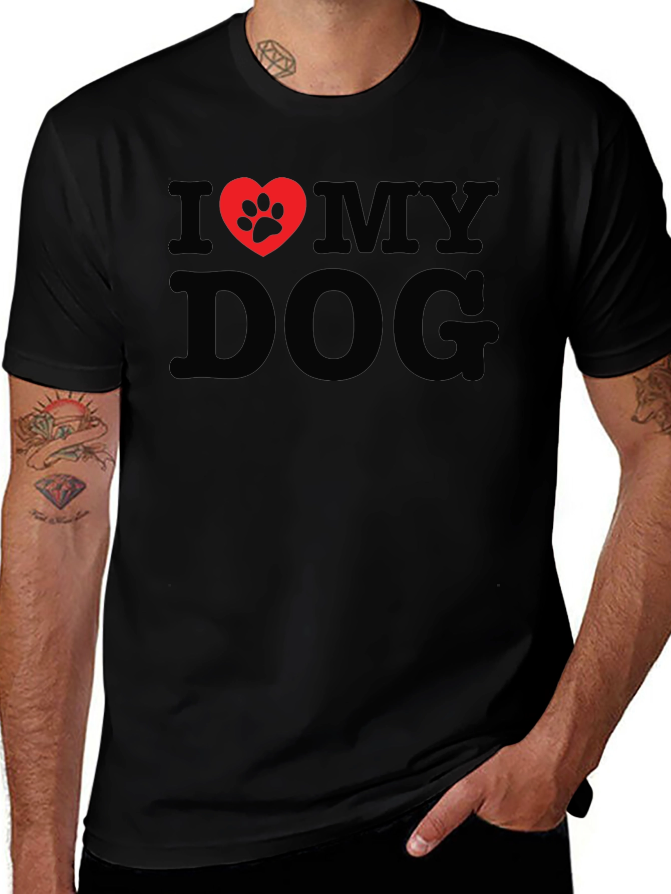 I Love My Dog Paw Print Heart T-Shirt