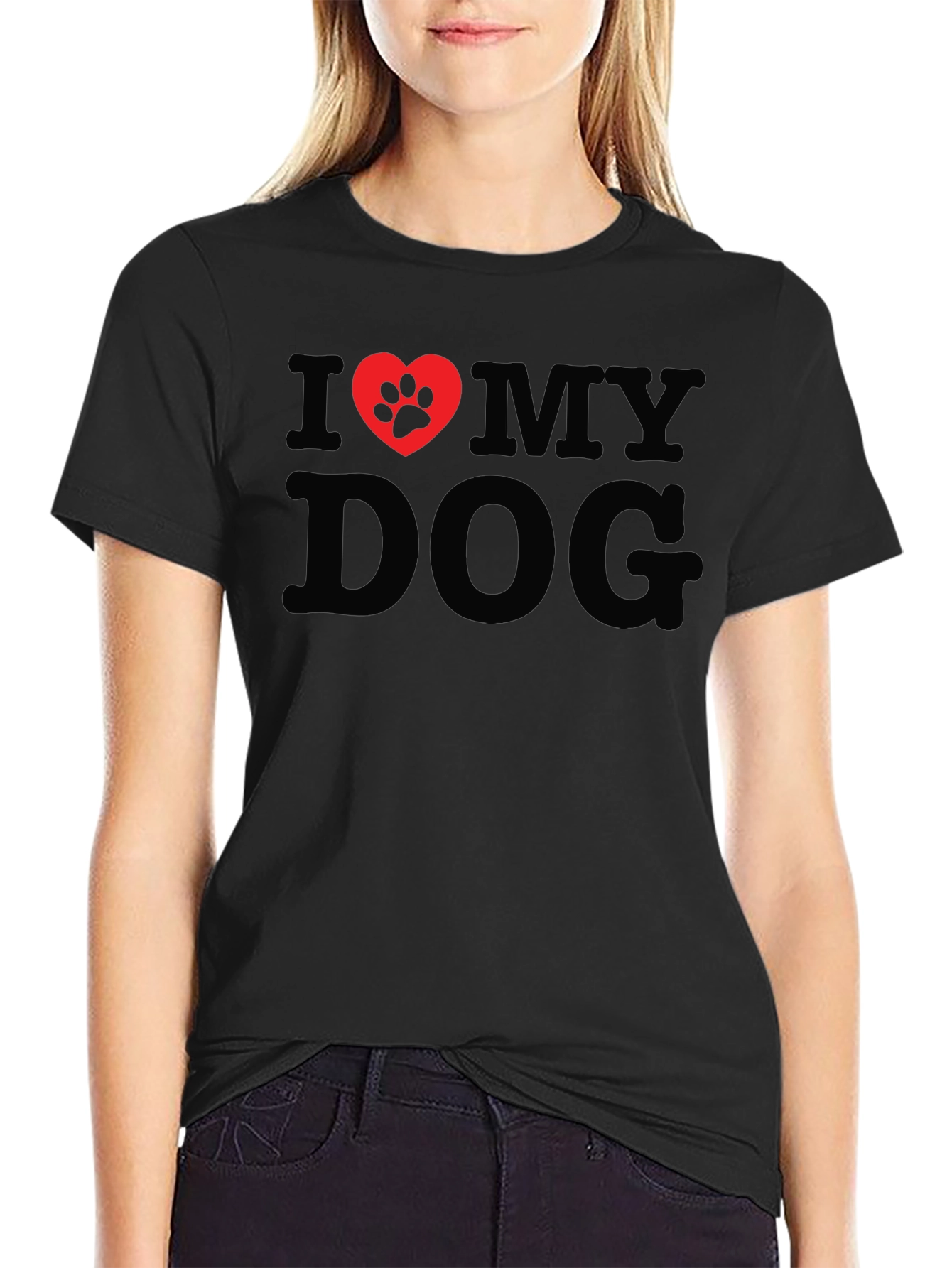 I Love My Dog Paw Print Heart T-Shirt