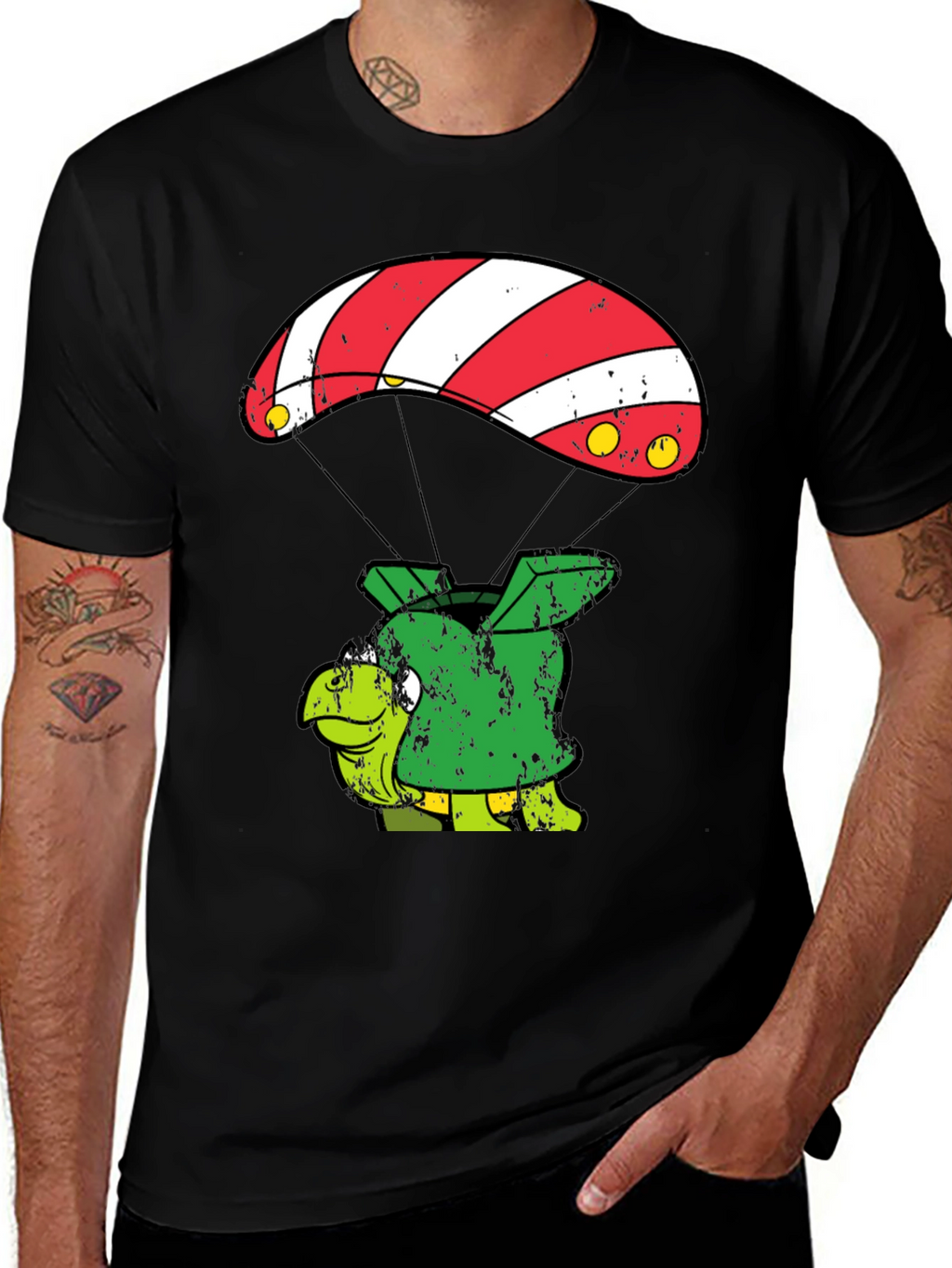 Parachute Turtle T-Shirt Funny Design