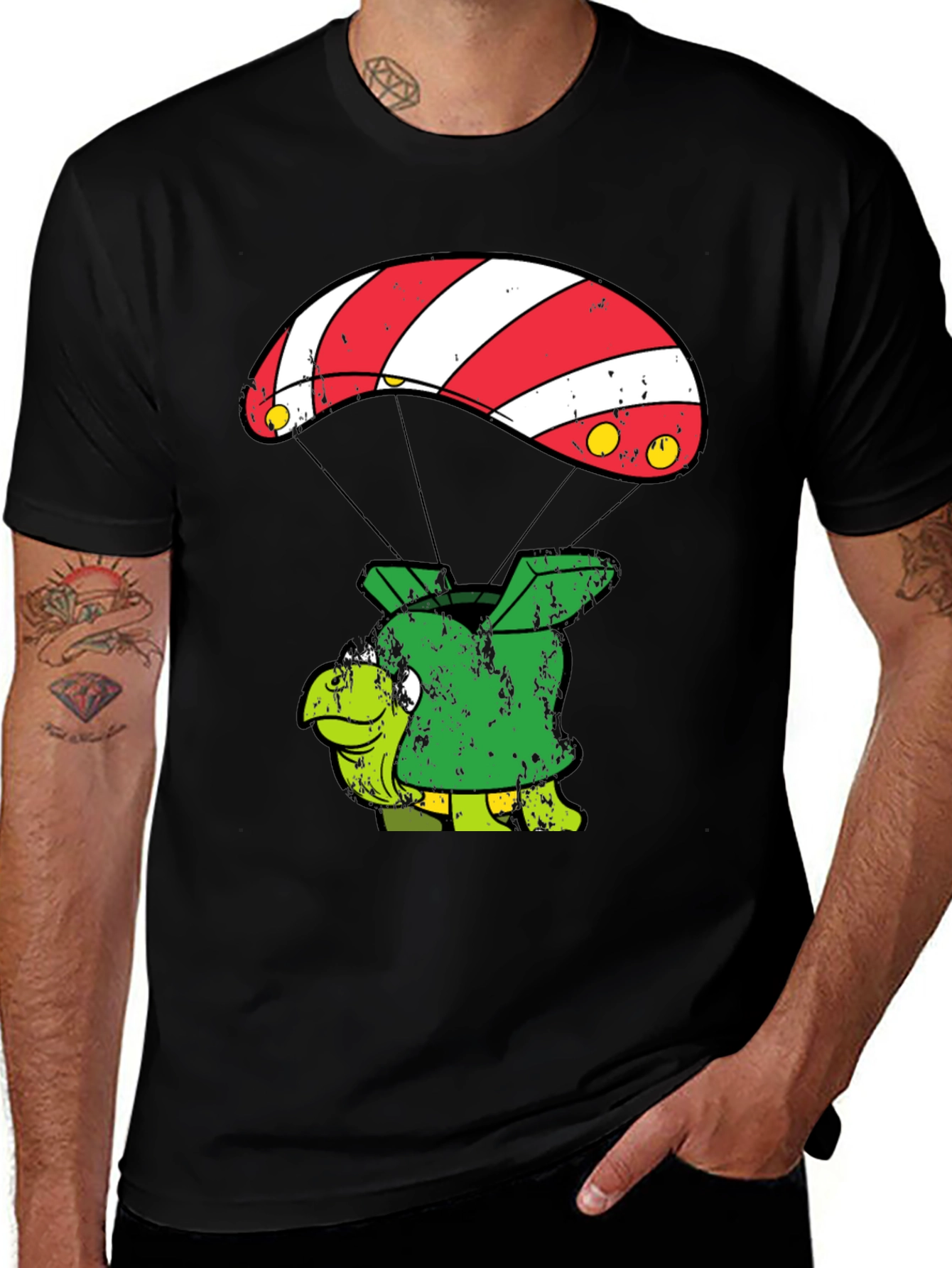 Parachute Turtle T-Shirt Funny Design