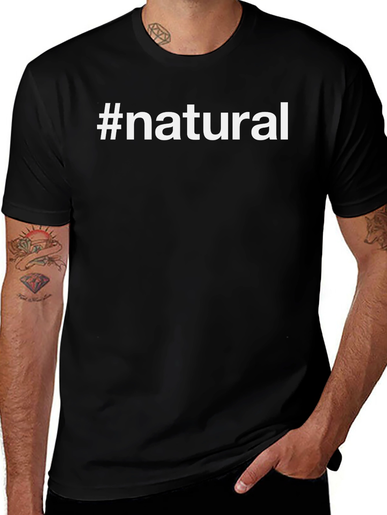 #Natural Black Graphic T-Shirt