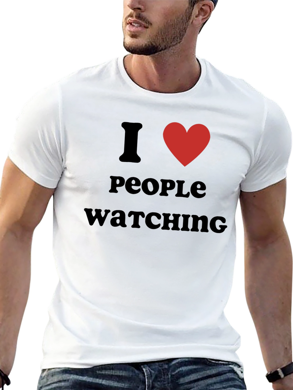 I Heart People Watching Black Graphic T-Shirt