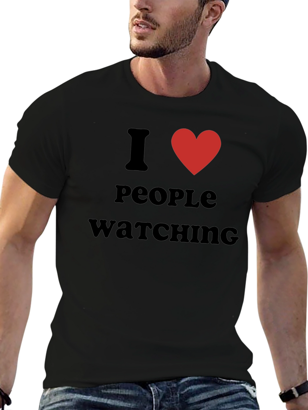 I Heart People Watching Black Graphic T-Shirt