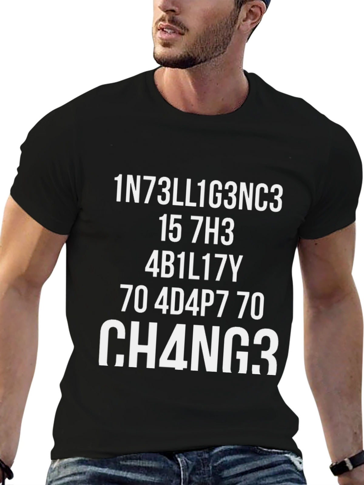 Funny Intelligence Change T-Shirt - Black