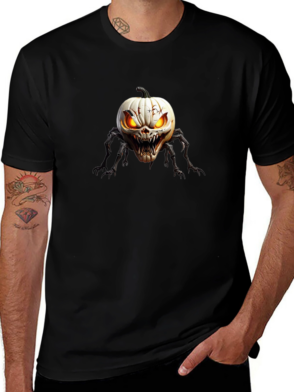 Creepy Pumpkin Spider Graphic T-Shirt
