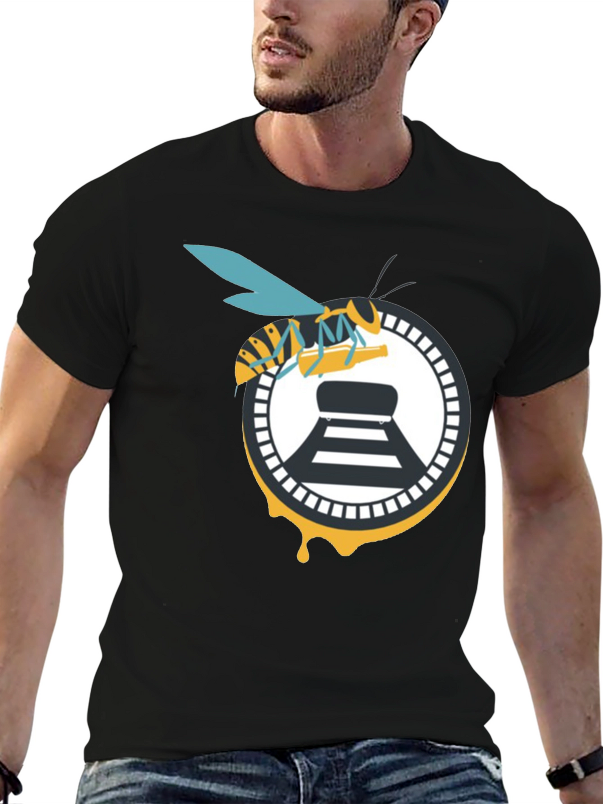 Bee and Beer Logo Black T-Shirt