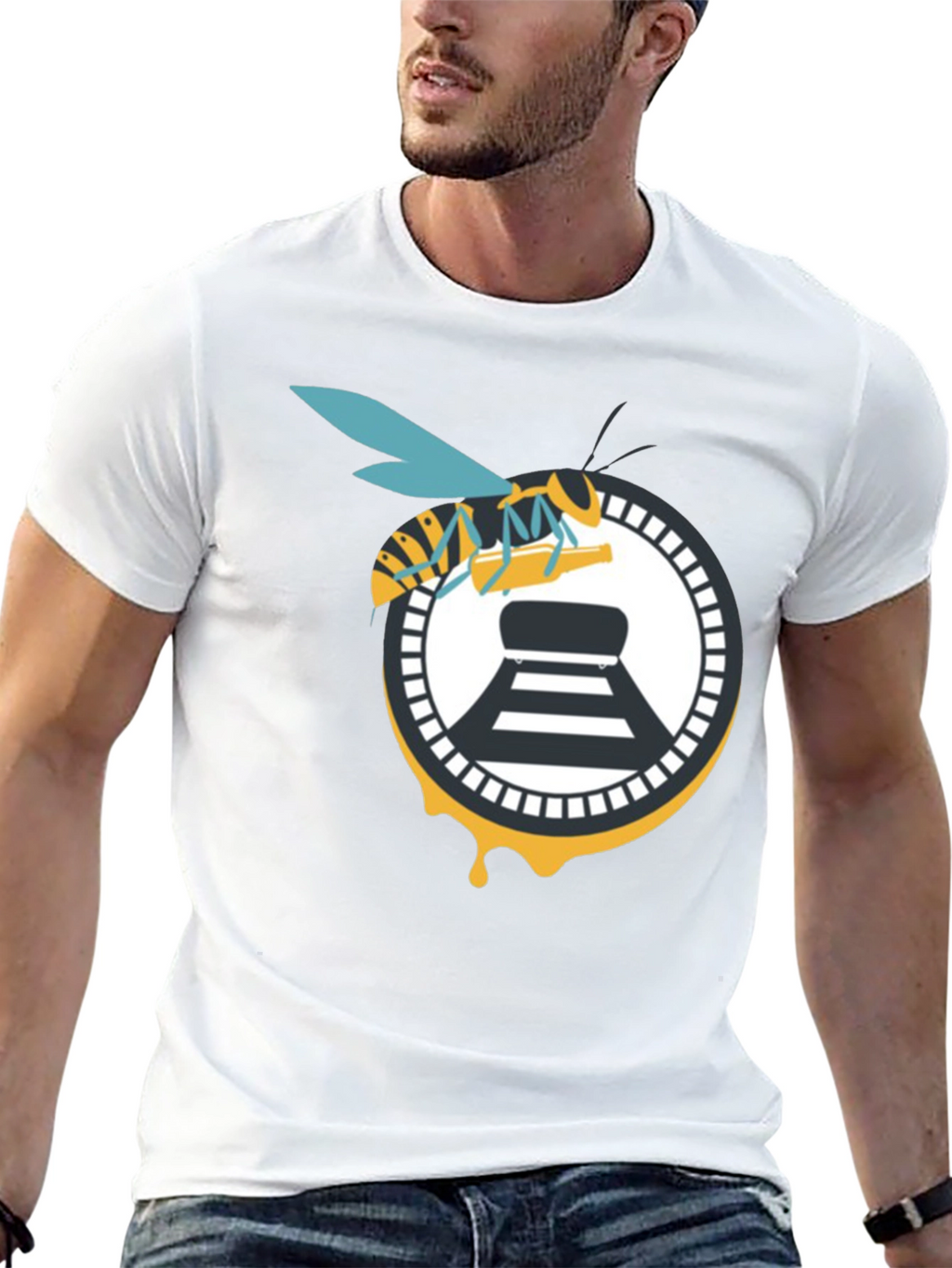 Bee and Beer Logo Black T-Shirt