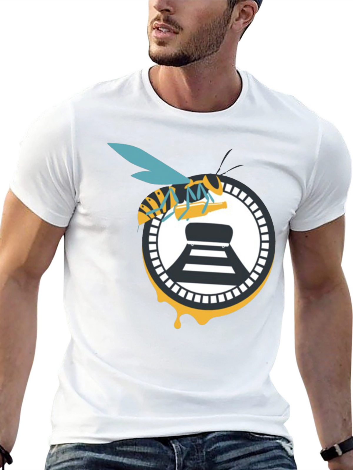 Bee and Beer Logo Black T-Shirt