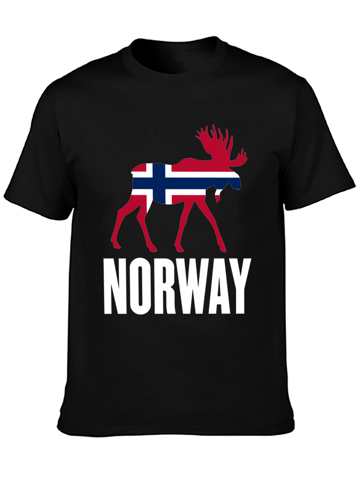 Norway Moose Graphic Tee - Black Cotton Shirt