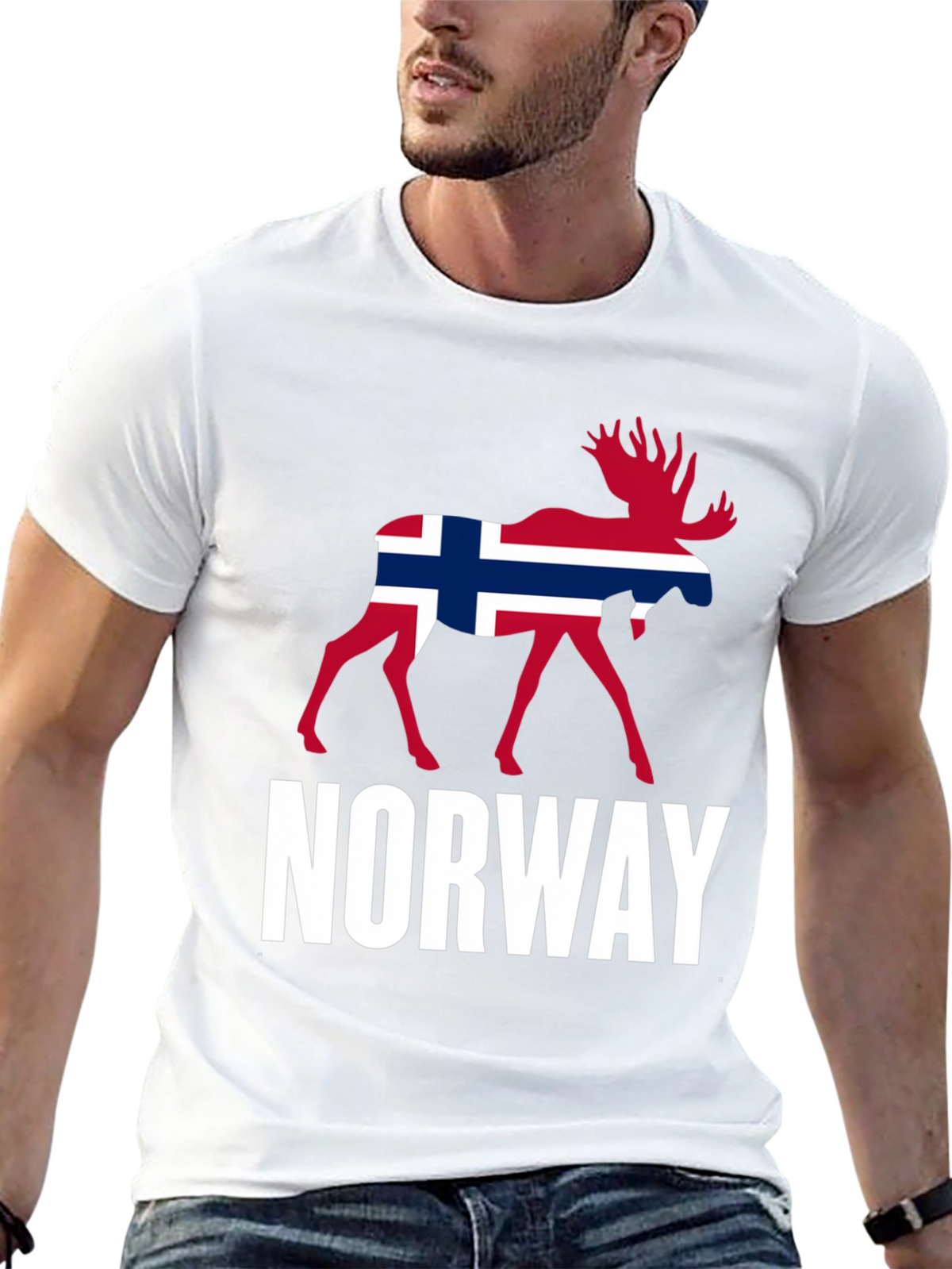 Norway Moose Graphic Tee - Black Cotton Shirt