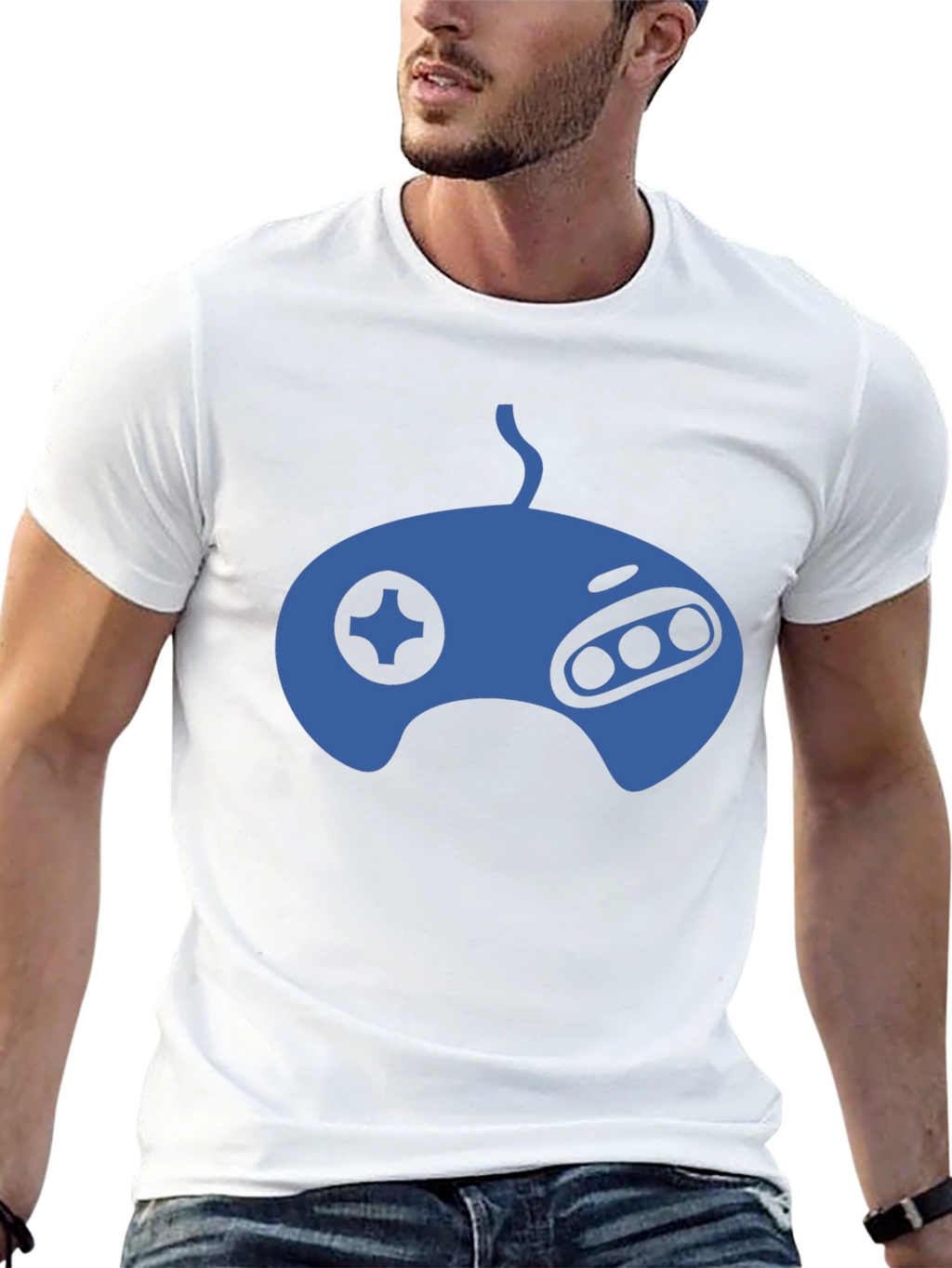 Retro Gaming T-Shirt - Blue Controller Graphic Tee