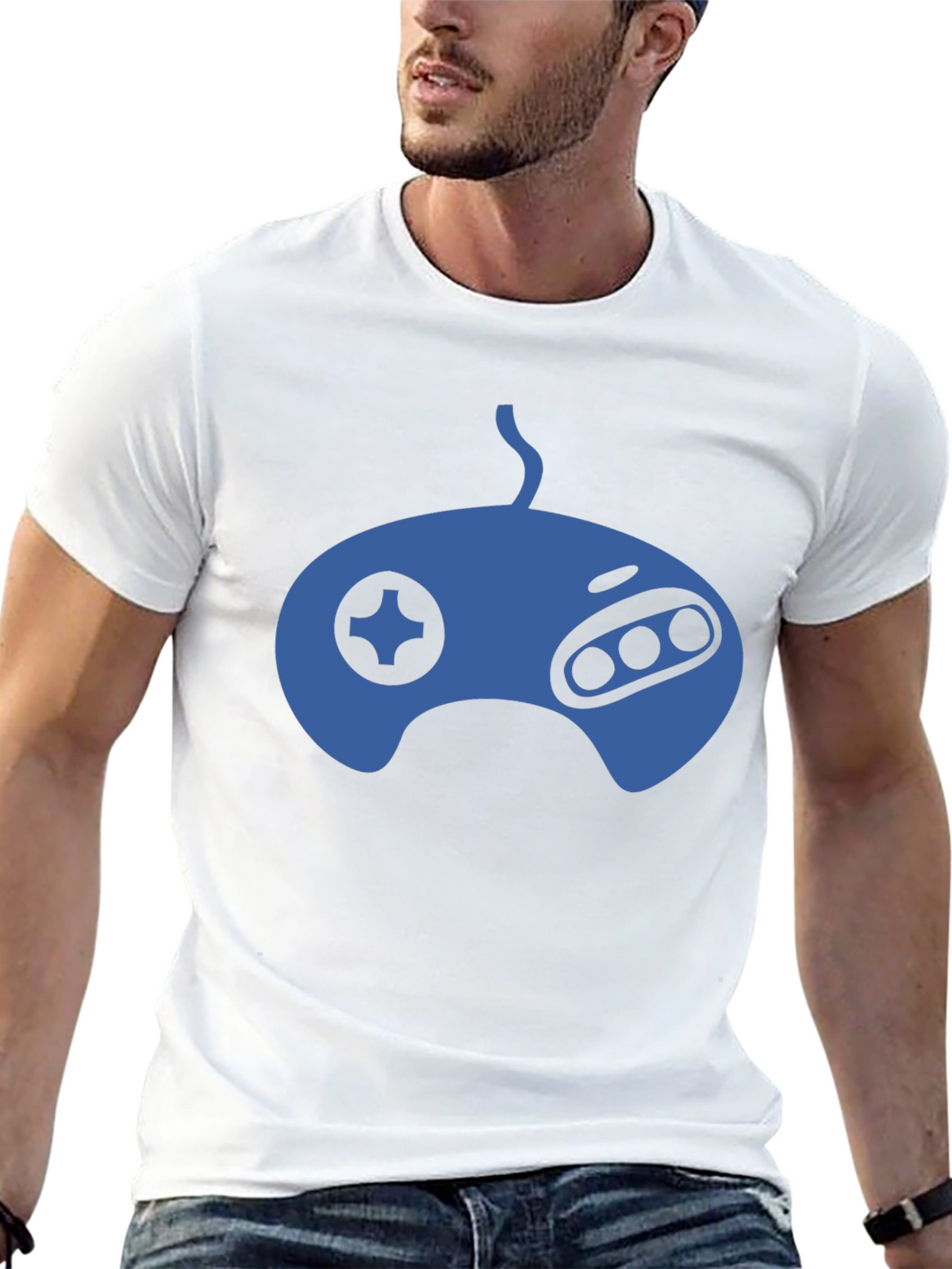 Retro Gaming T-Shirt - Blue Controller Graphic Tee