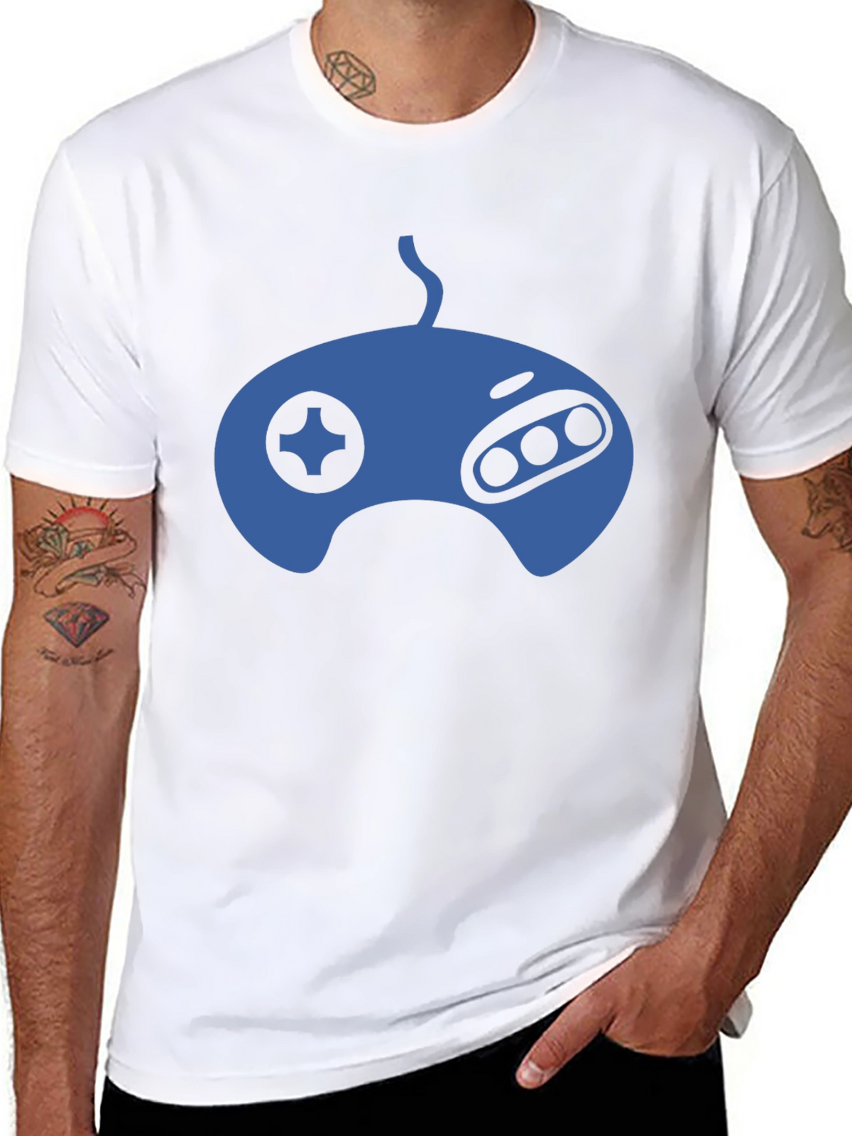 Retro Gaming T-Shirt - Blue Controller Graphic Tee