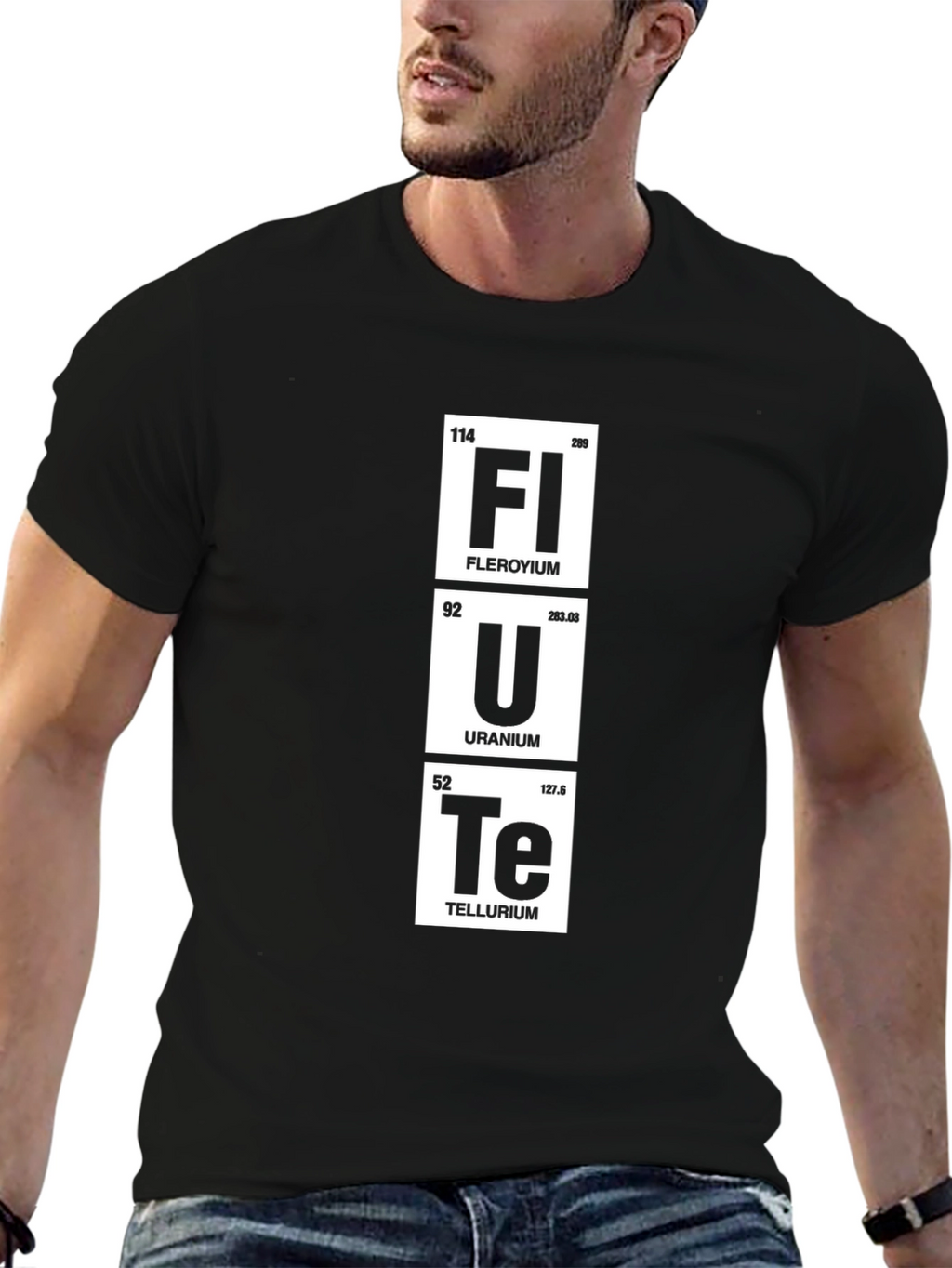Funny Periodic Table Flerovium Uranium Tellurium Black T-Shirt
