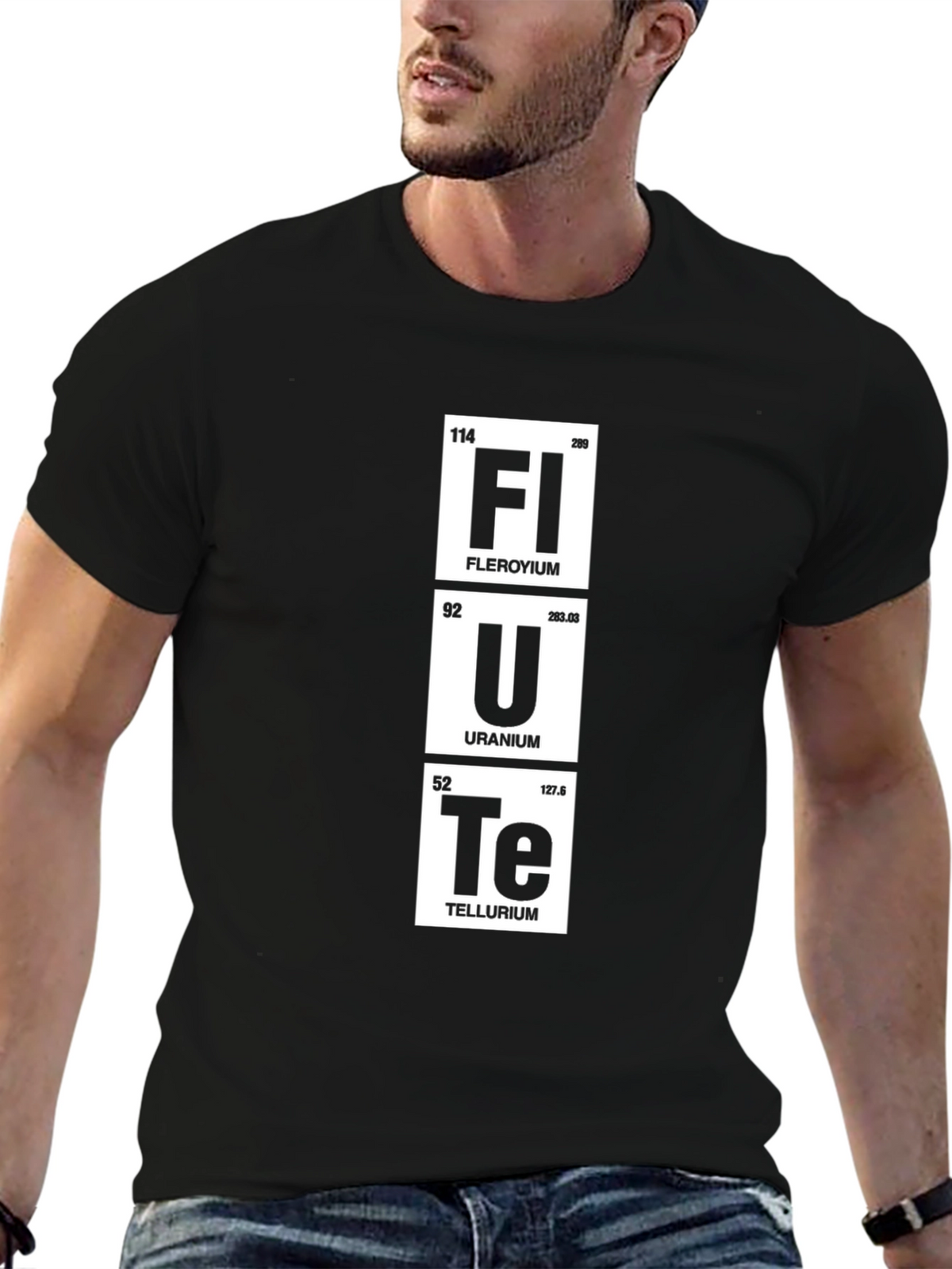Funny Periodic Table Flerovium Uranium Tellurium Black T-Shirt