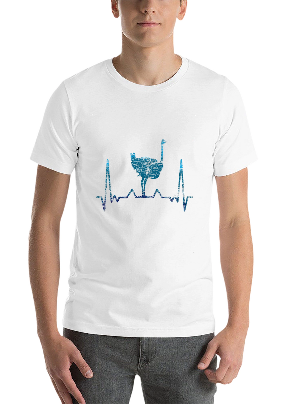 Ostrich Heartbeat Graphic T-Shirt - Trendy Casual Wear