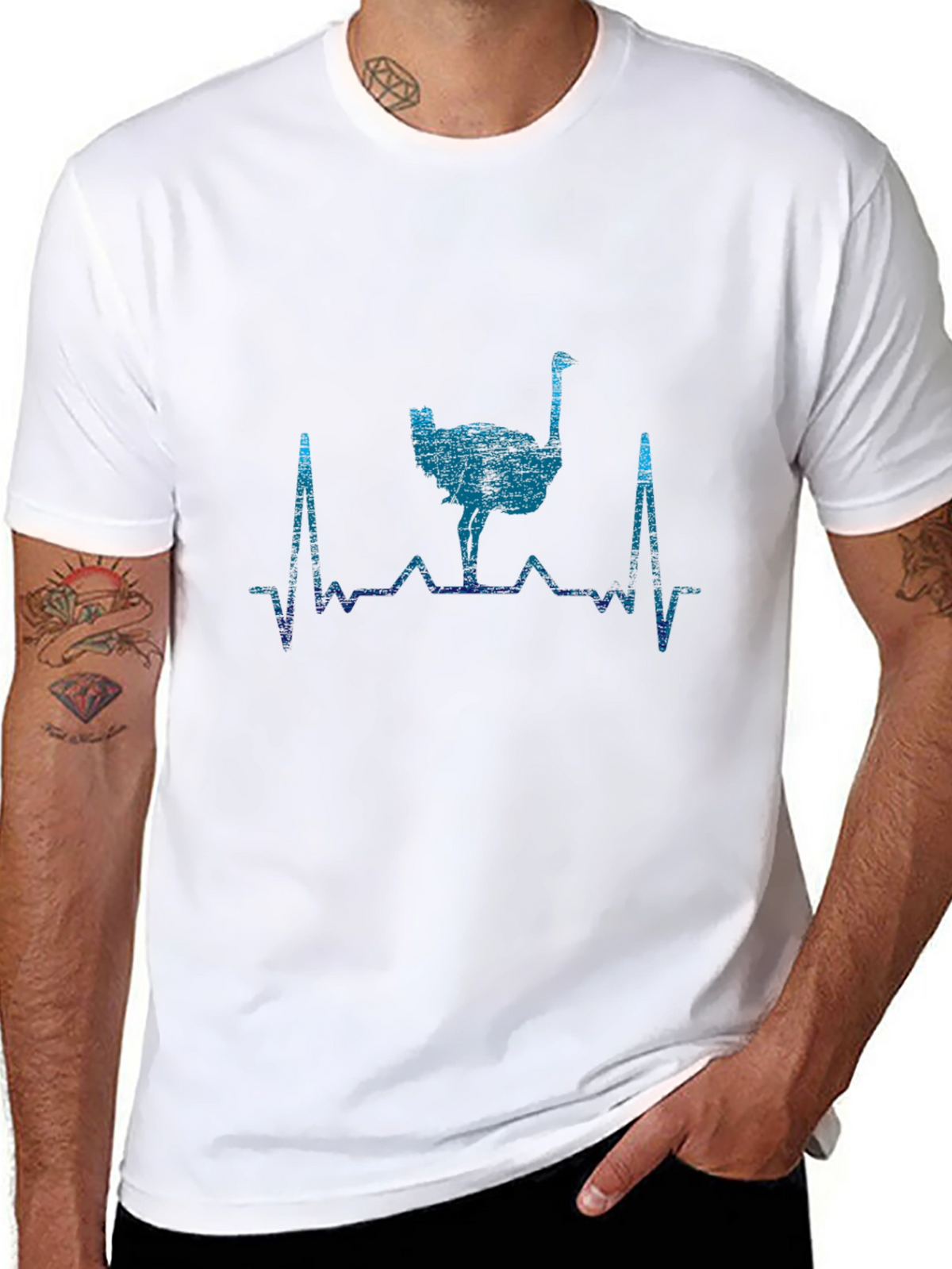 Ostrich Heartbeat Graphic T-Shirt - Trendy Casual Wear