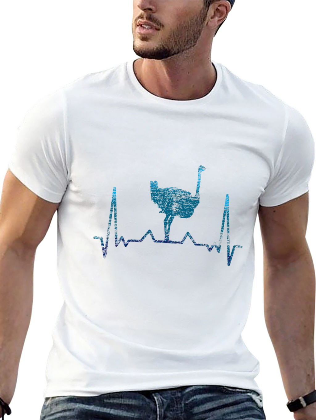 Ostrich Heartbeat Graphic T-Shirt - Trendy Casual Wear
