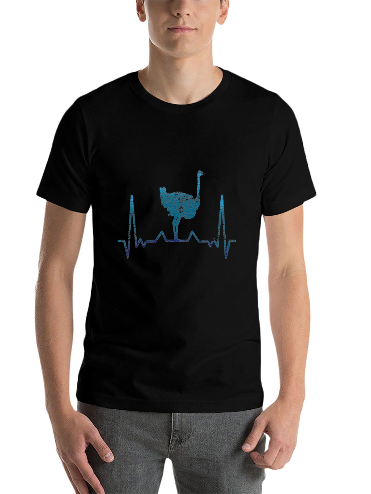 Ostrich Heartbeat Graphic T-Shirt - Trendy Casual Wear