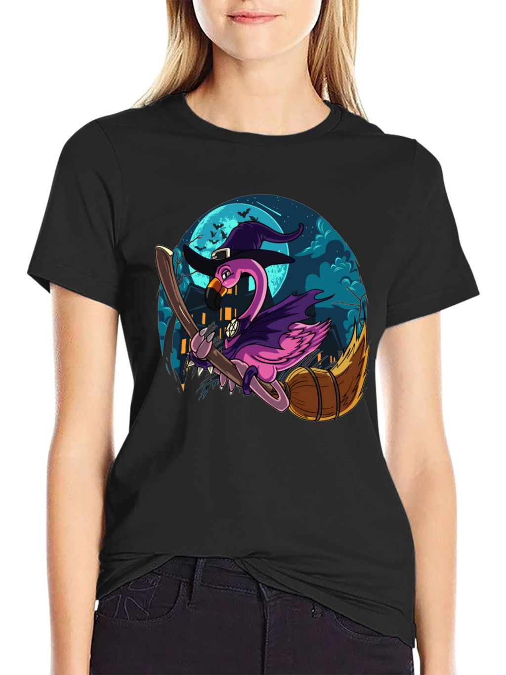 Witch Flamingo Graphic Tee