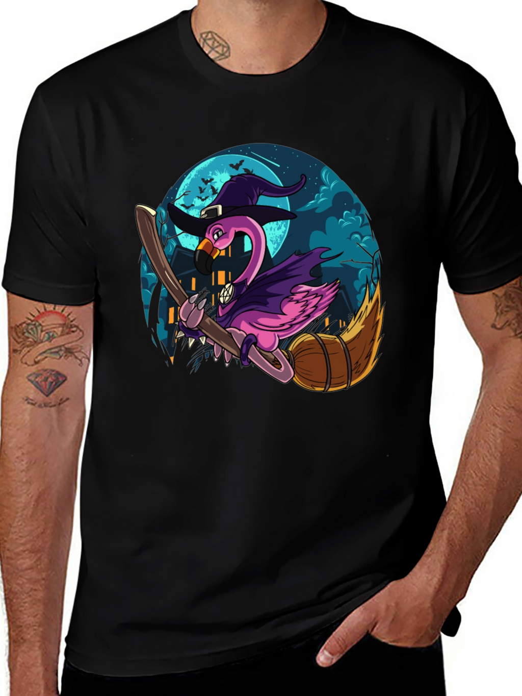Witch Flamingo Graphic Tee