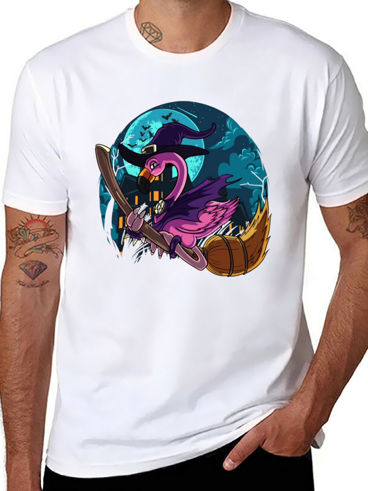 Witch Flamingo Graphic Tee