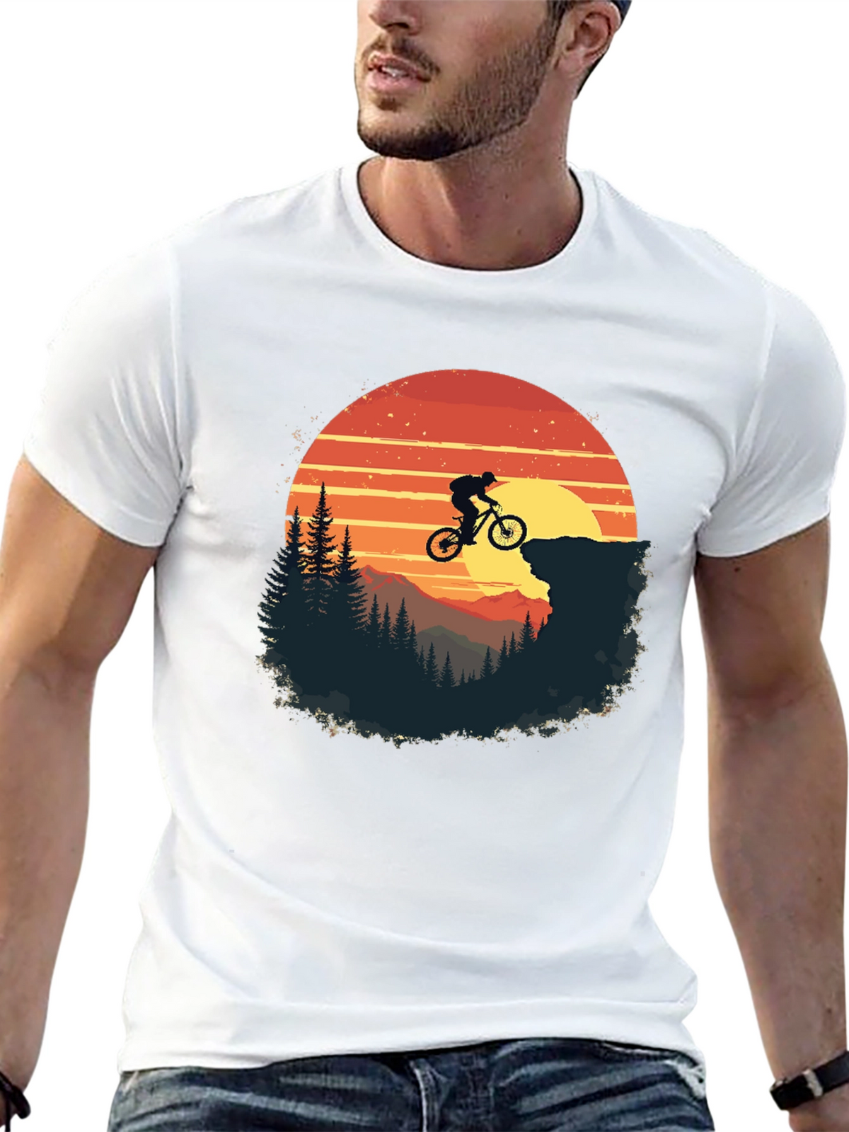Mountain Biker Sunset Graphic Tee