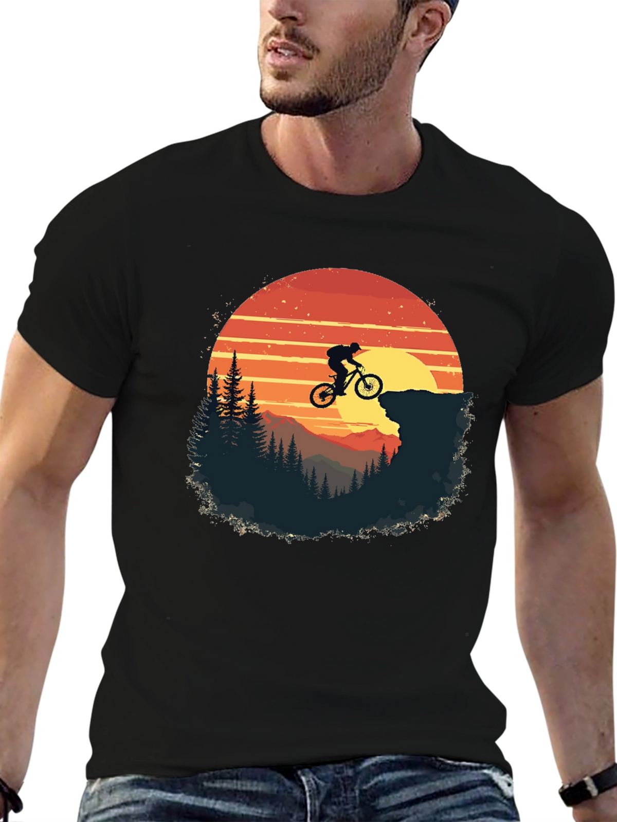 Mountain Biker Sunset Graphic Tee