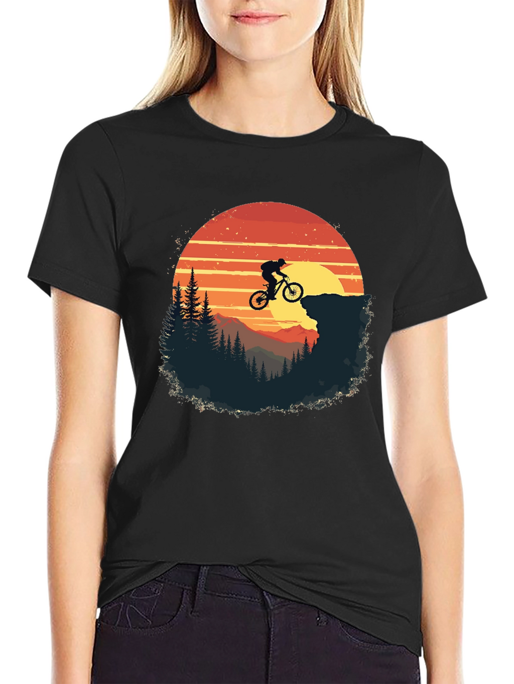 Mountain Biker Sunset Graphic Tee