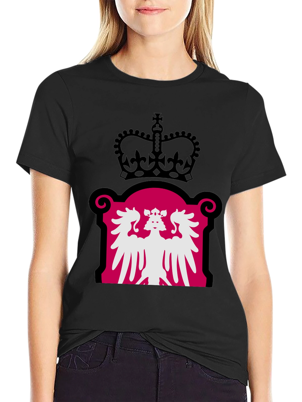 Royal Crest Graphic Tee - Black Cotton Blend