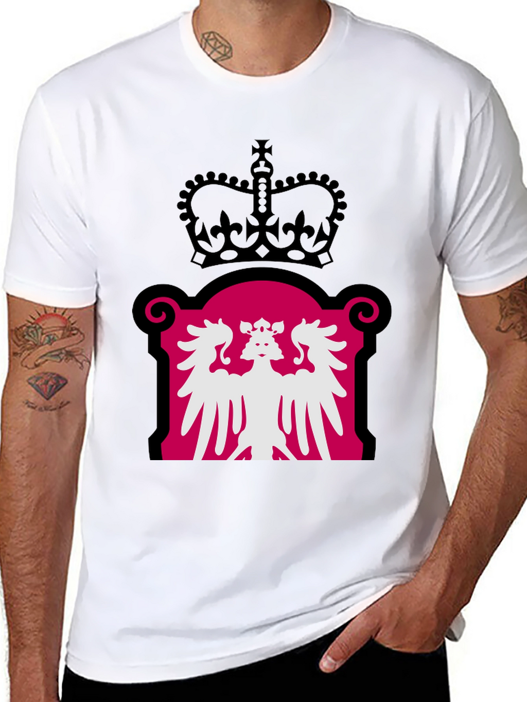 Royal Crest Graphic Tee - Black Cotton Blend