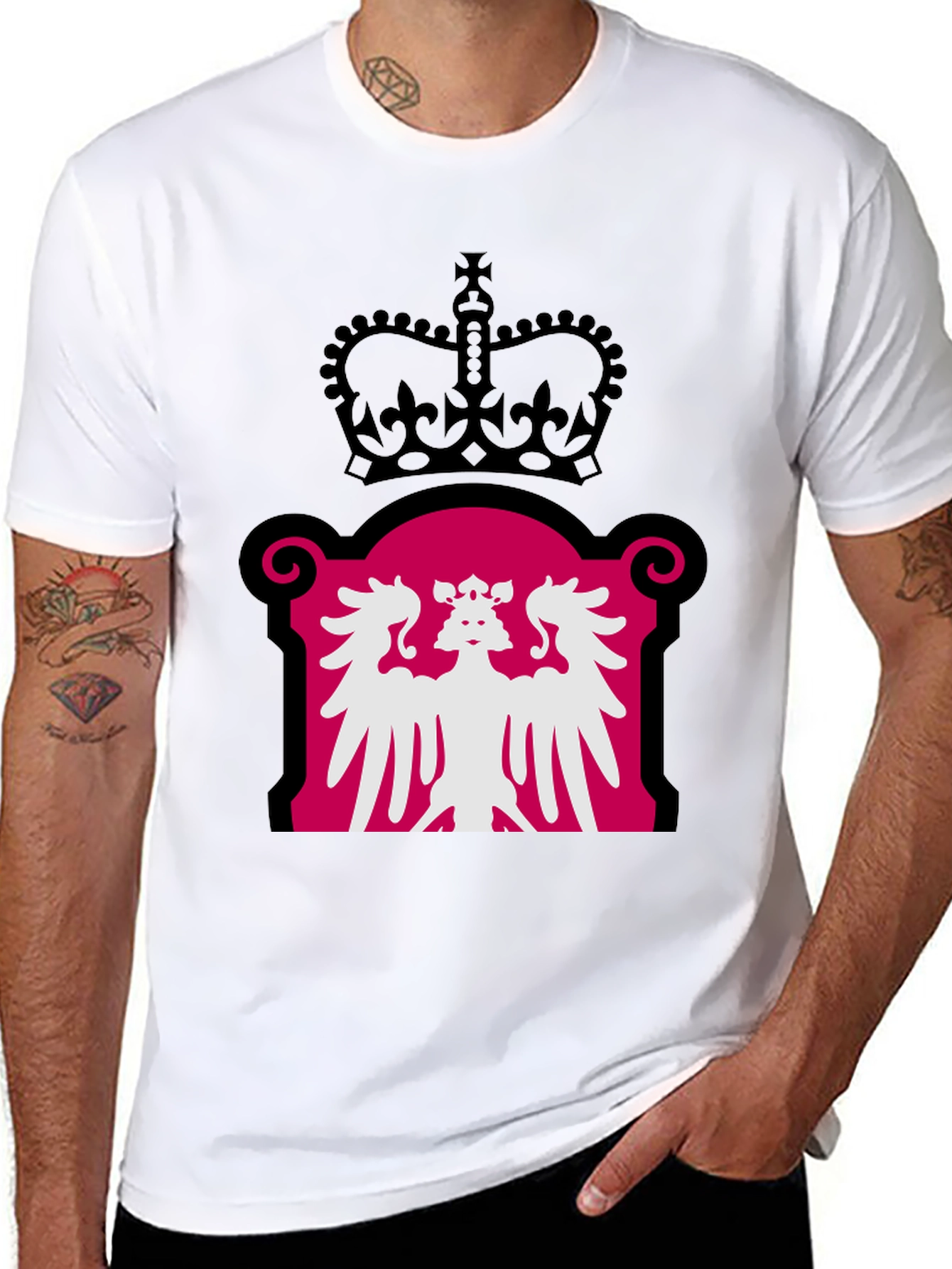 Royal Crest Graphic Tee - Black Cotton Blend