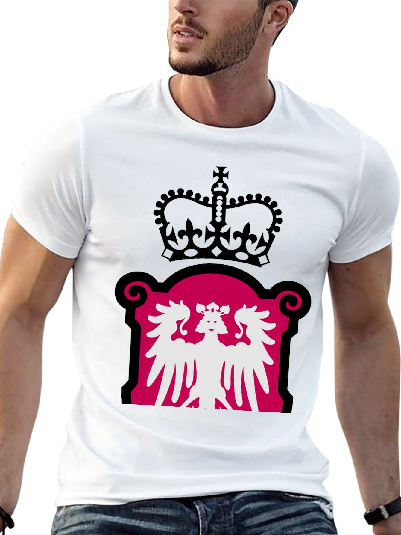 Royal Crest Graphic Tee - Black Cotton Blend