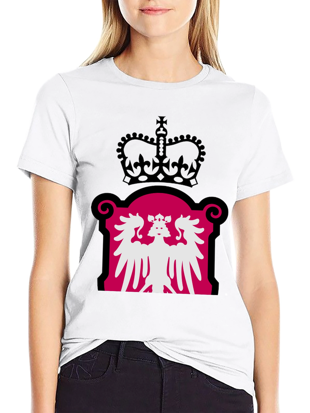 Royal Crest Graphic Tee - Black Cotton Blend