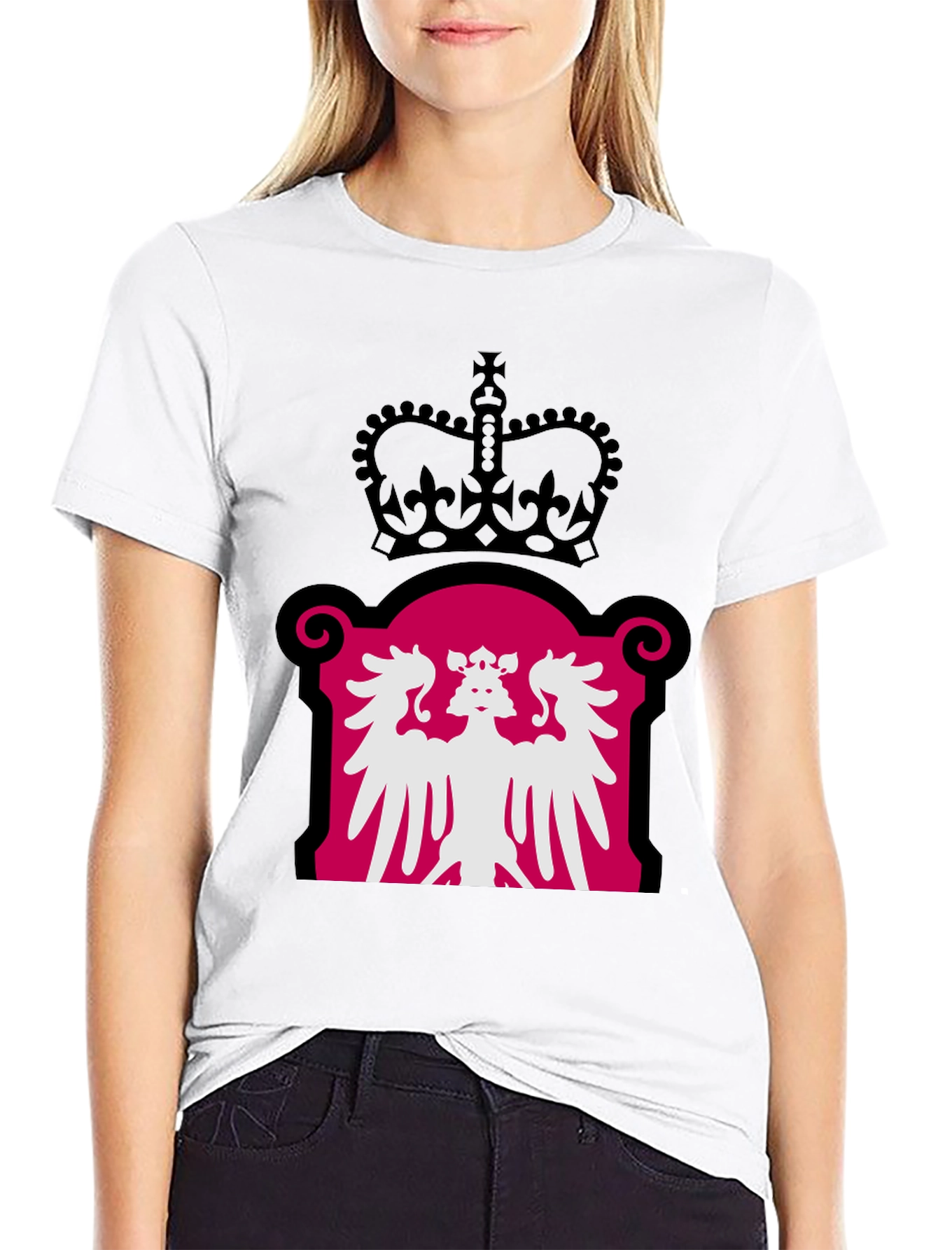 Royal Crest Graphic Tee - Black Cotton Blend