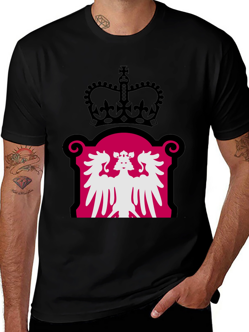 Royal Crest Graphic Tee - Black Cotton Blend